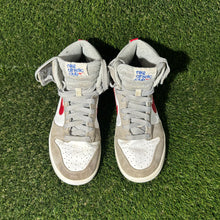 Load image into Gallery viewer, Size 4.5 - Kids Nike Dunk SE High Athletic Club - Light Smoke Grey Gym Red