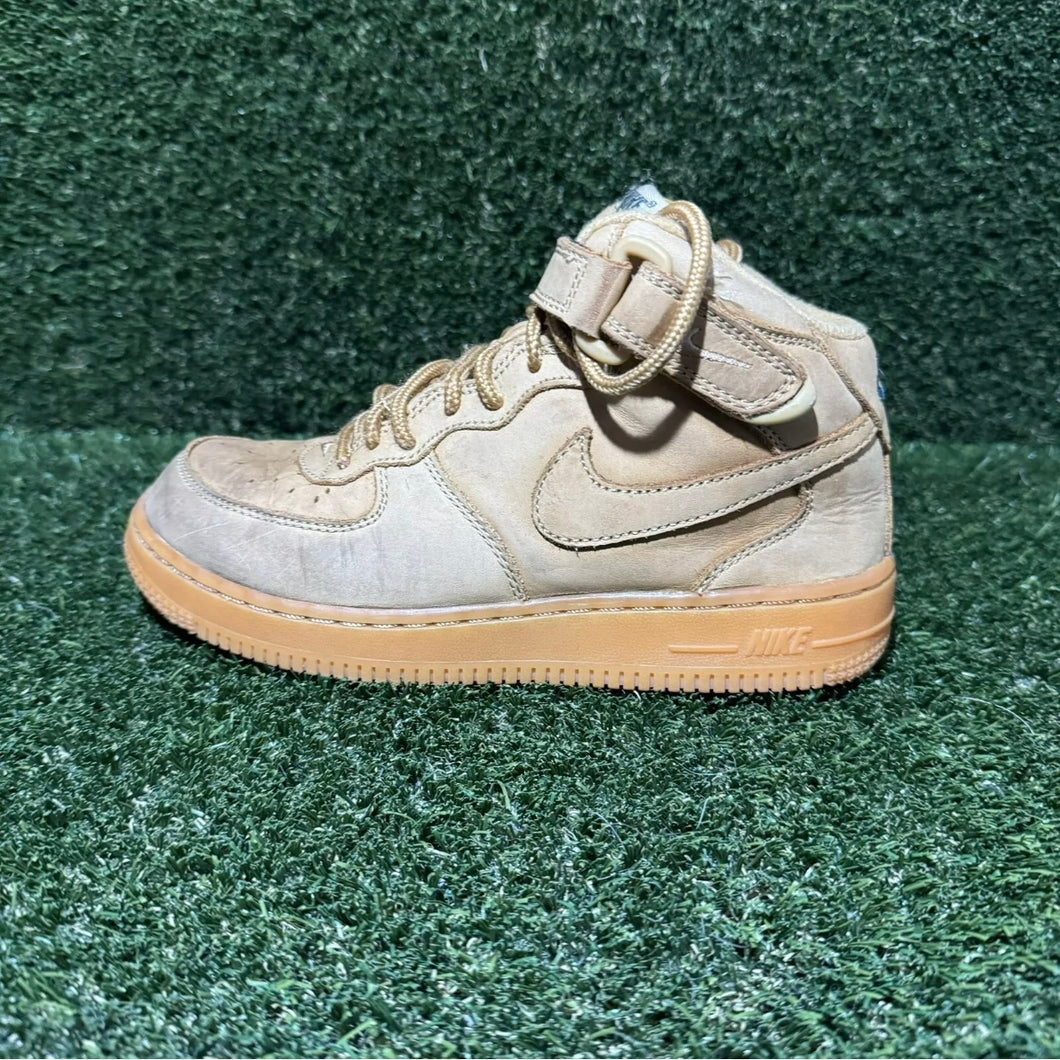 Size 3Y - Kids Nike Air Force 1 Brown Wheat Mid Top 859337-200